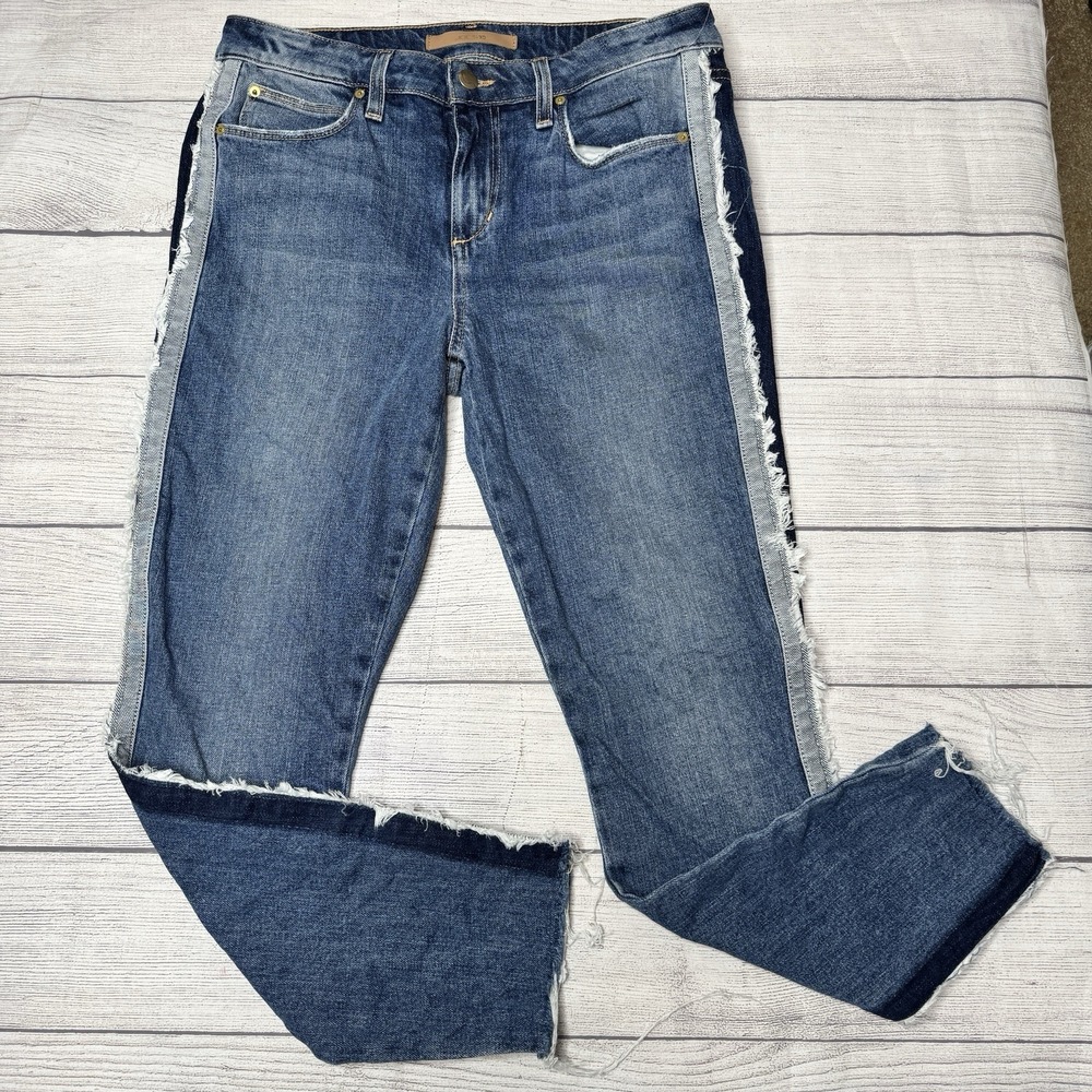 Joe's‎ Jeans The Icon Mid Rise Skinny Crop Madera Side Stripe Size 29 Blue Denim